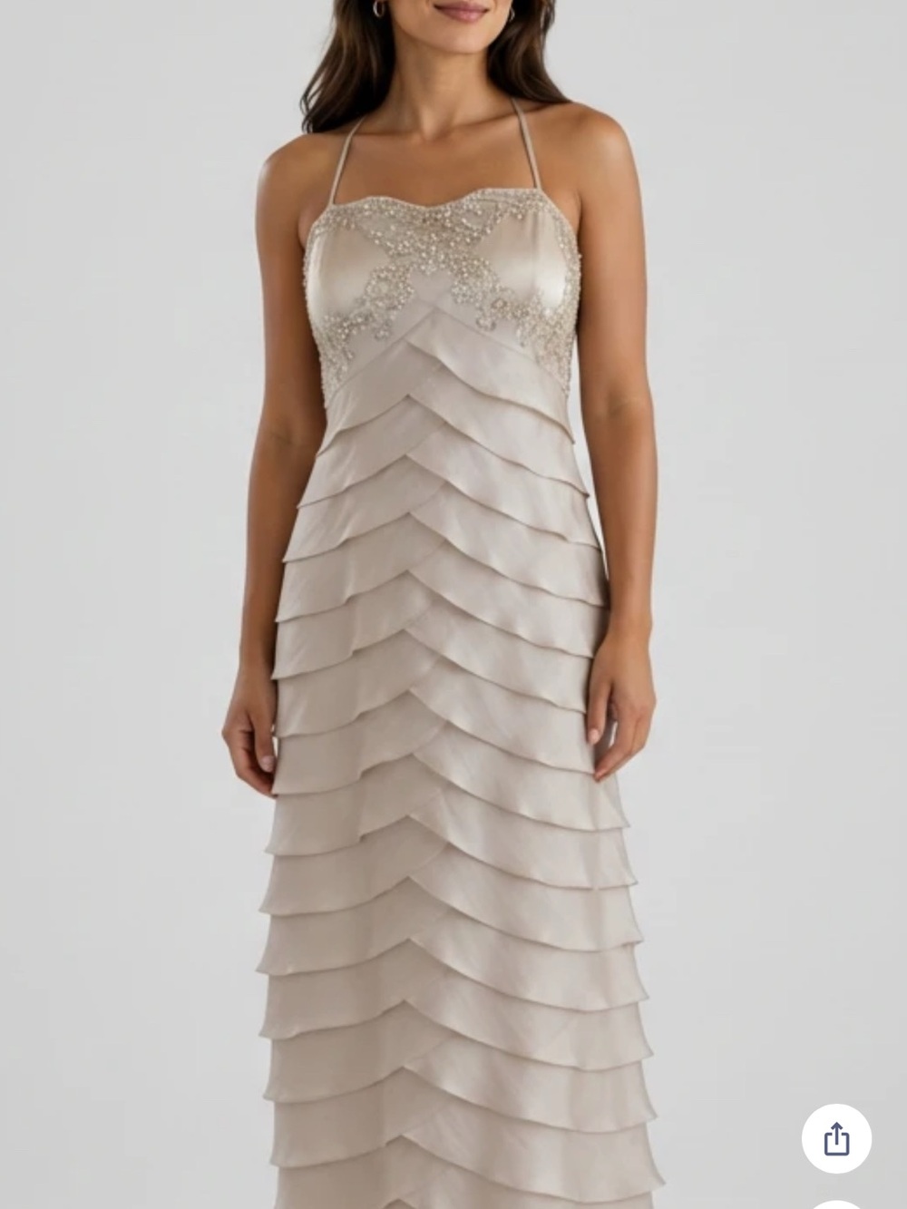 Alex Evenings Size 14 Beaded Tiered Ruffle Formal Gown